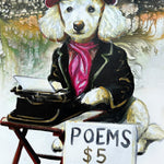 Poodle Writing Poems Print