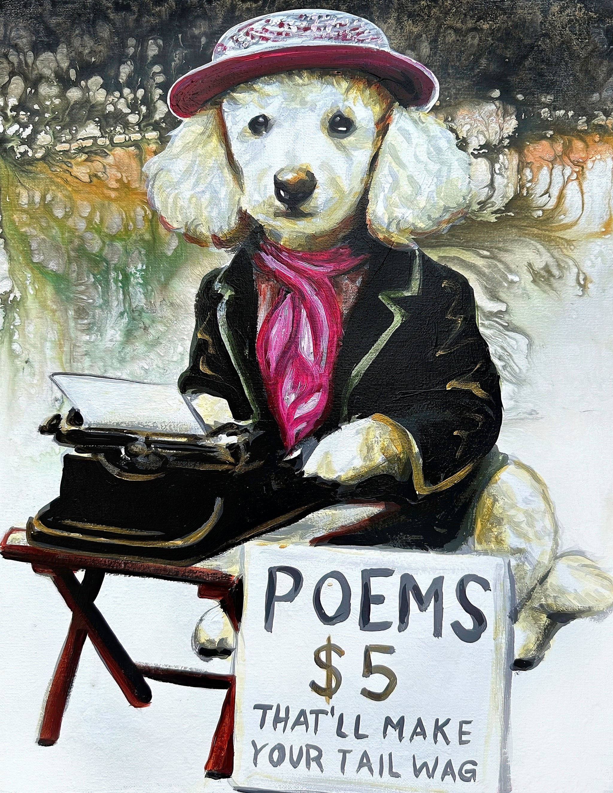 Poodle Writing Poems Print