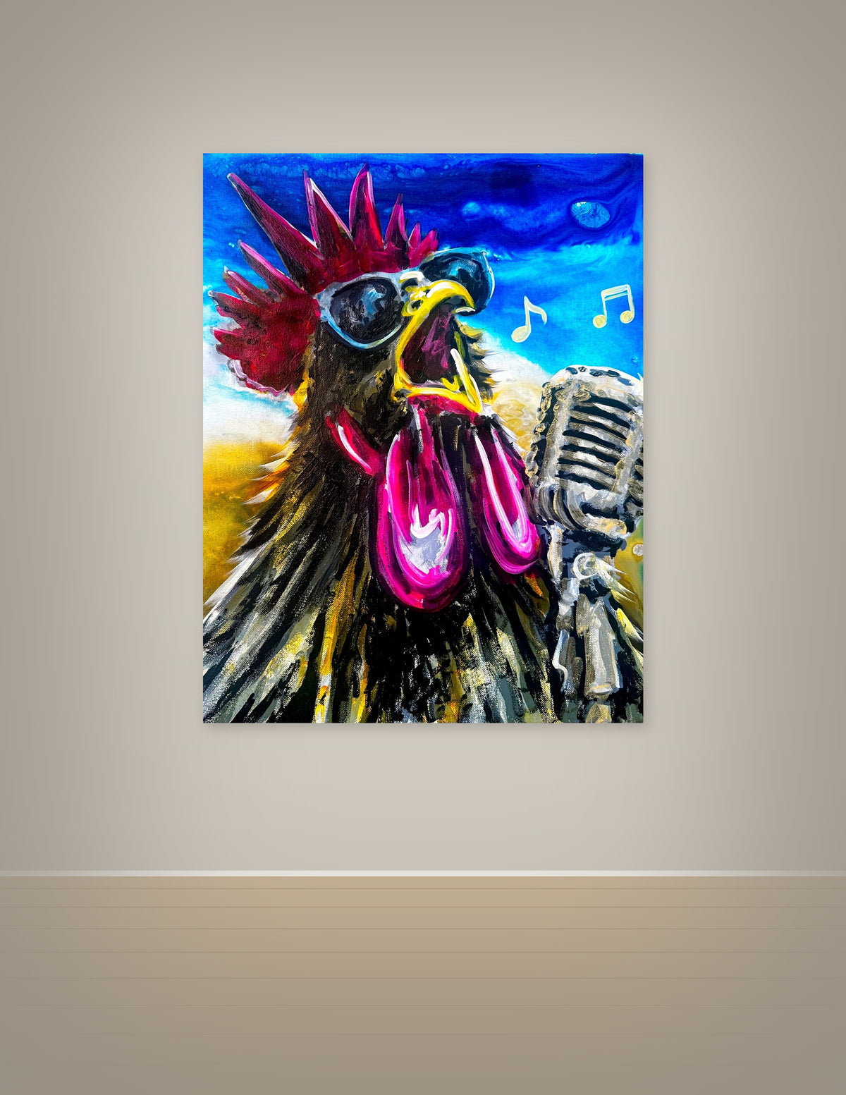 Rooster Belting Out a Tune Print