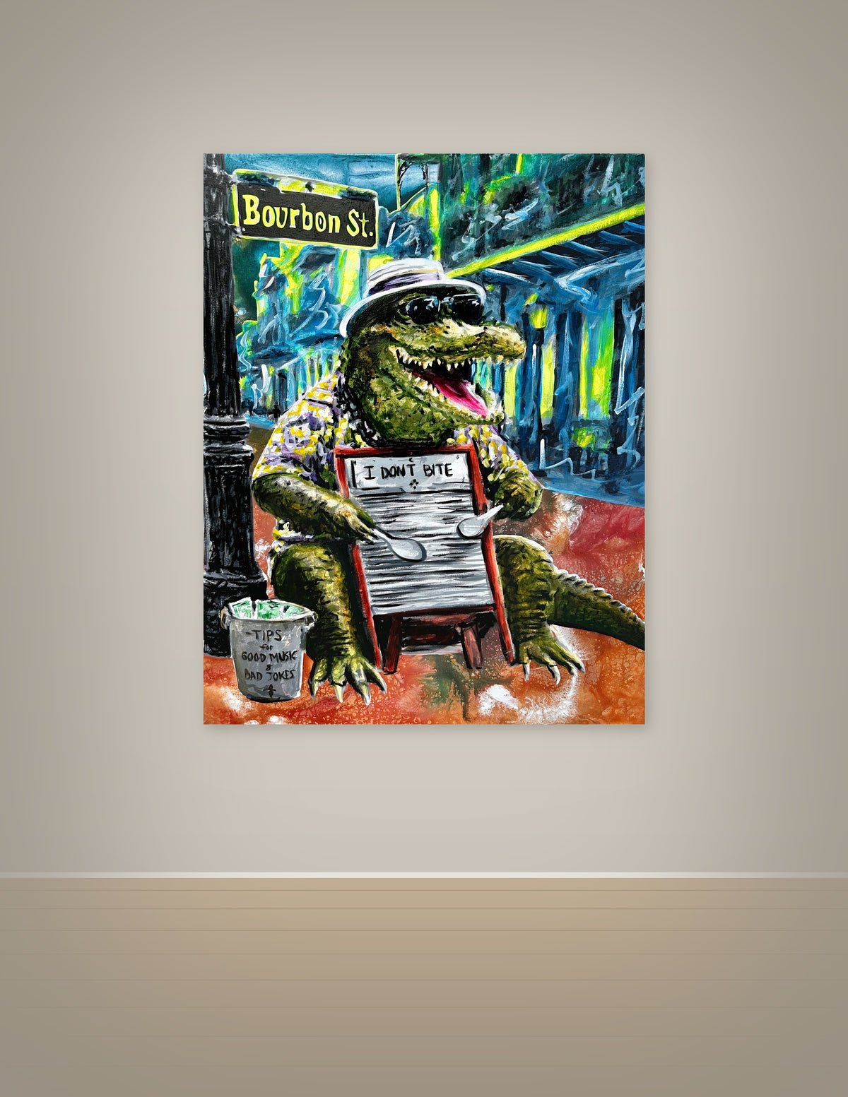 Alligator Playing Washboard Print