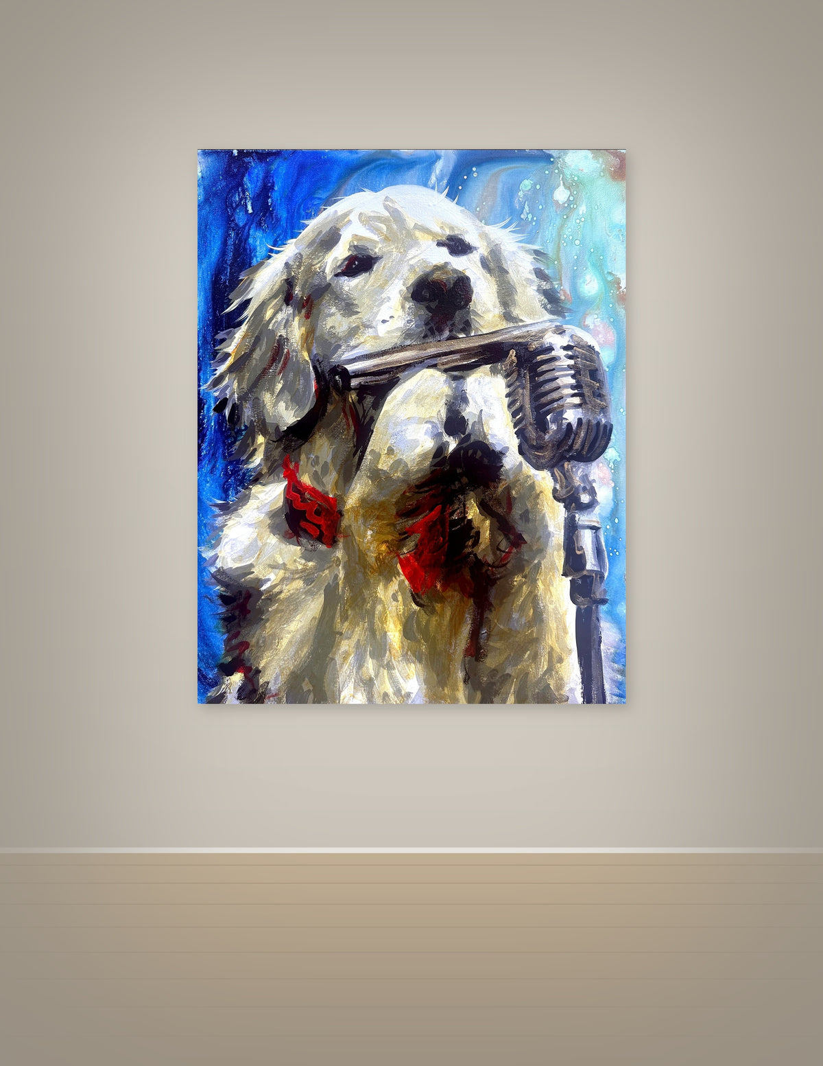 Golden Labrador Playing Harmonica Print