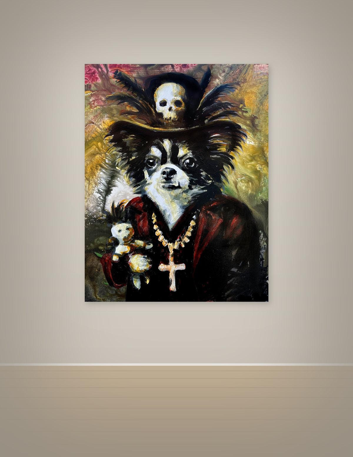 Papillon with Voodoo Theme Print