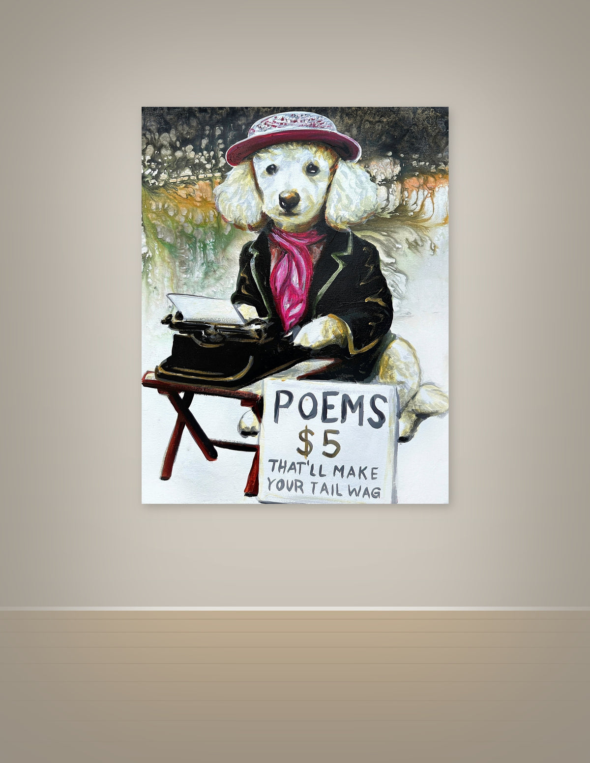 Poodle Writing Poems Print