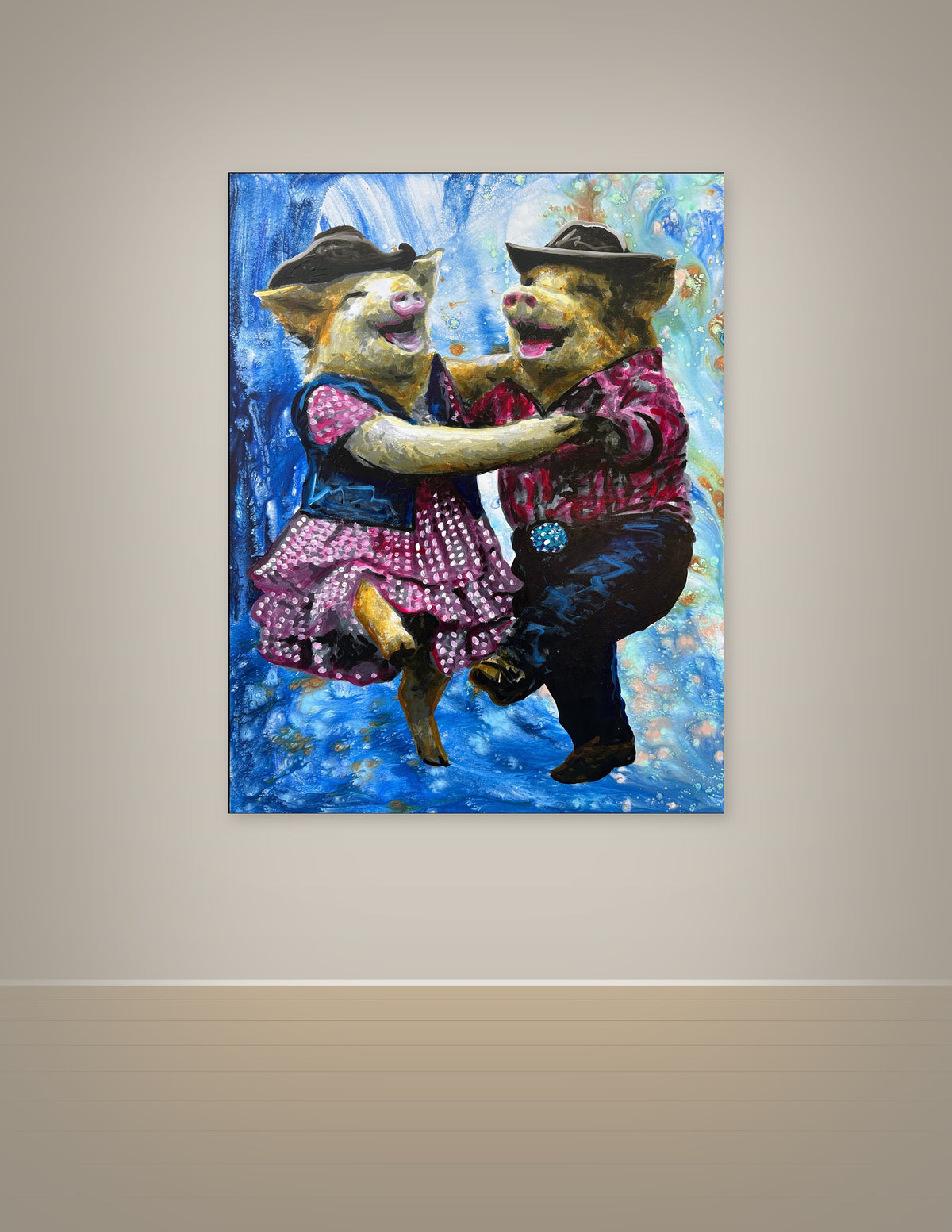 Pigs Dancing Western Style Print