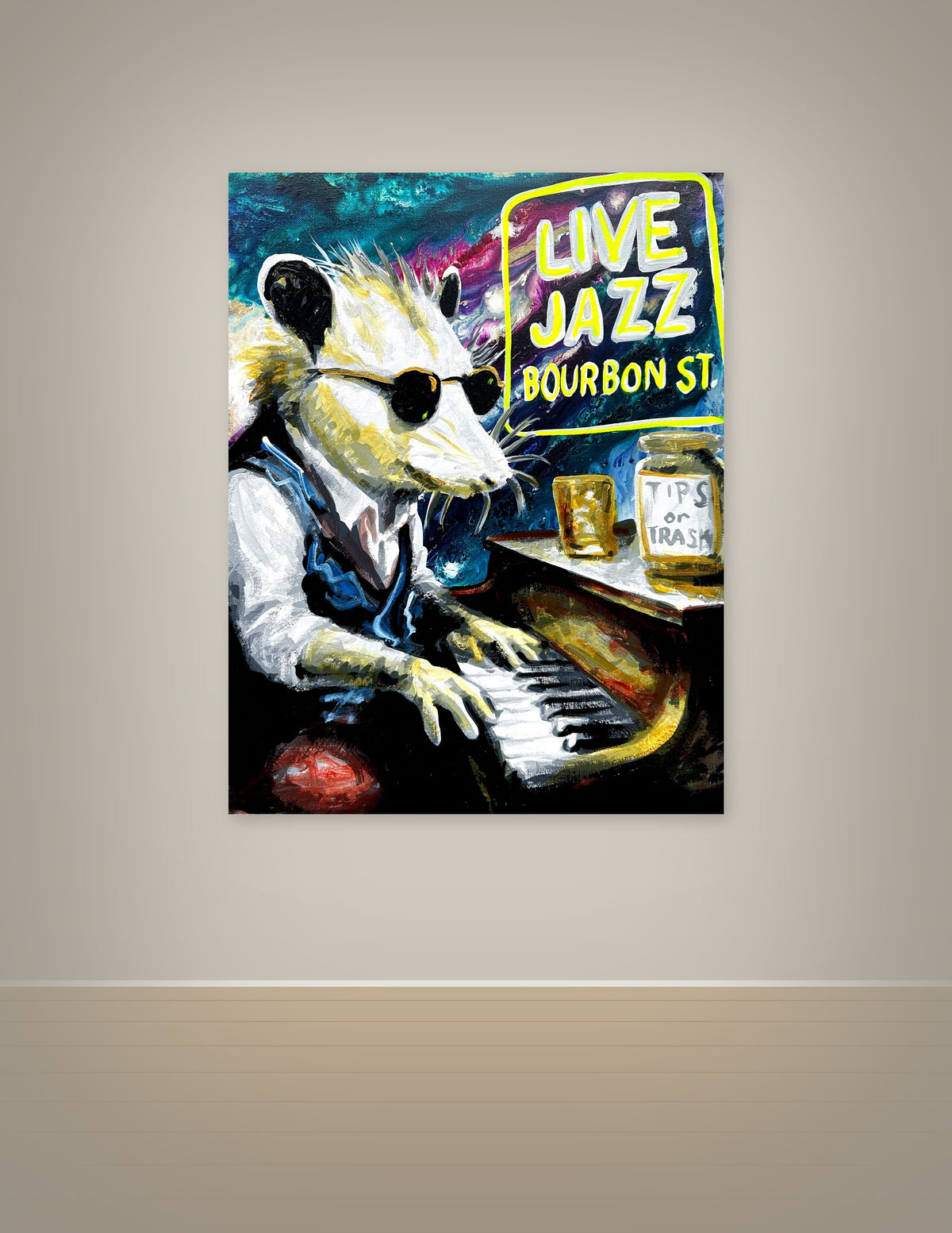 Opossum Playing Live Jazz Piano Print