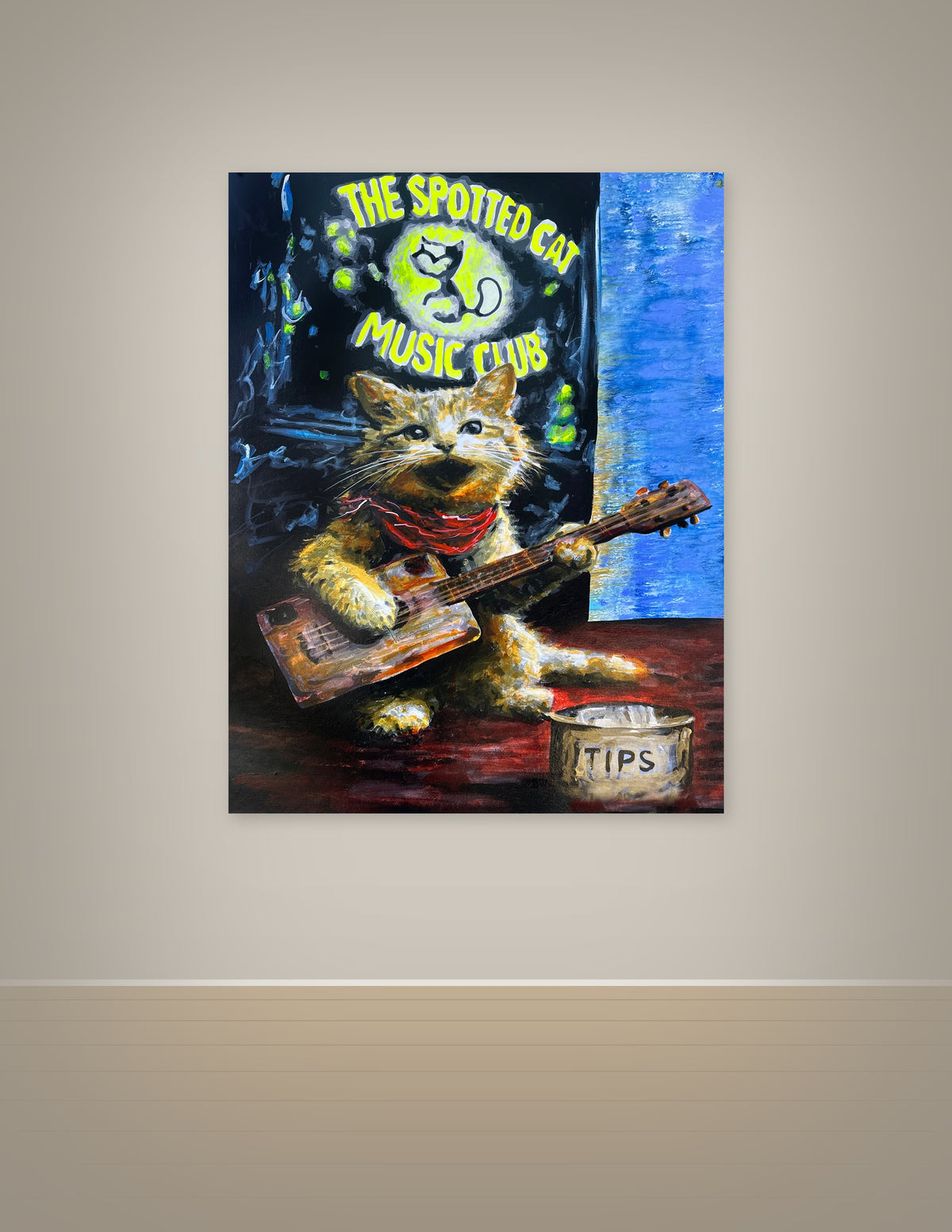 Tabby Cat Playing Cigar Box Guitar Print