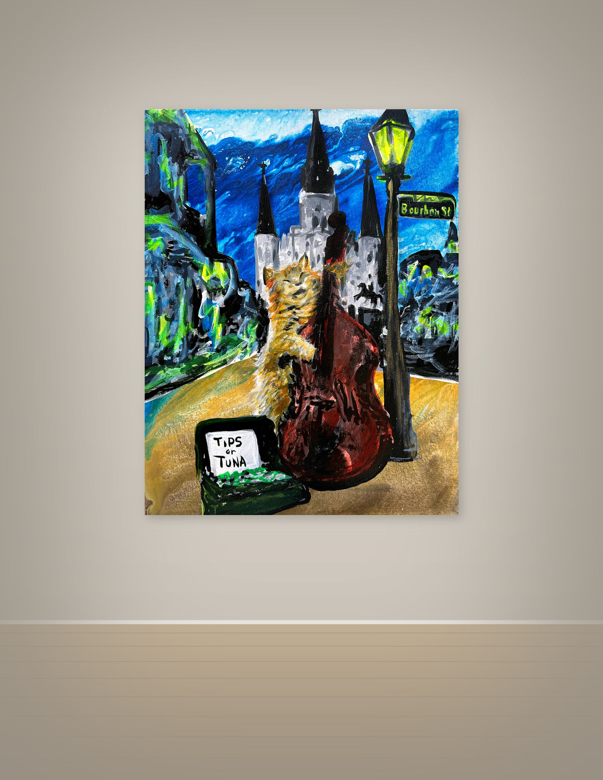 Orange Cat Playing Bass Print