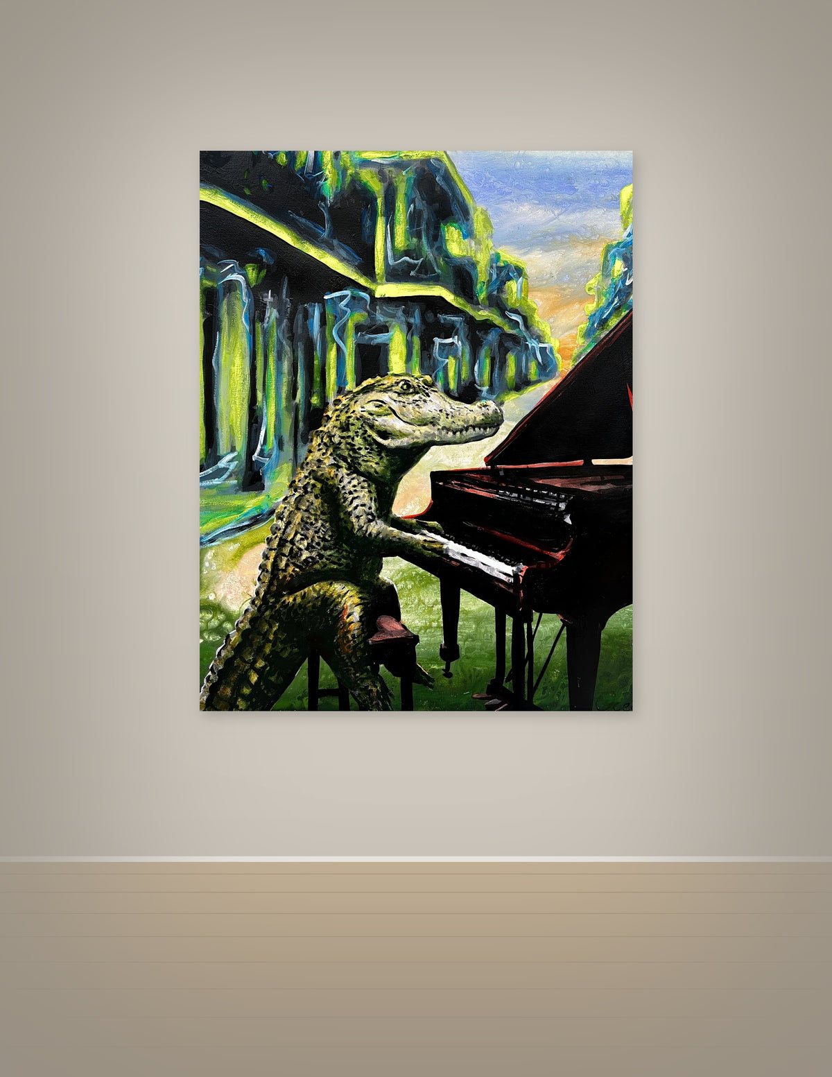 Alligator Playing Piano Print
