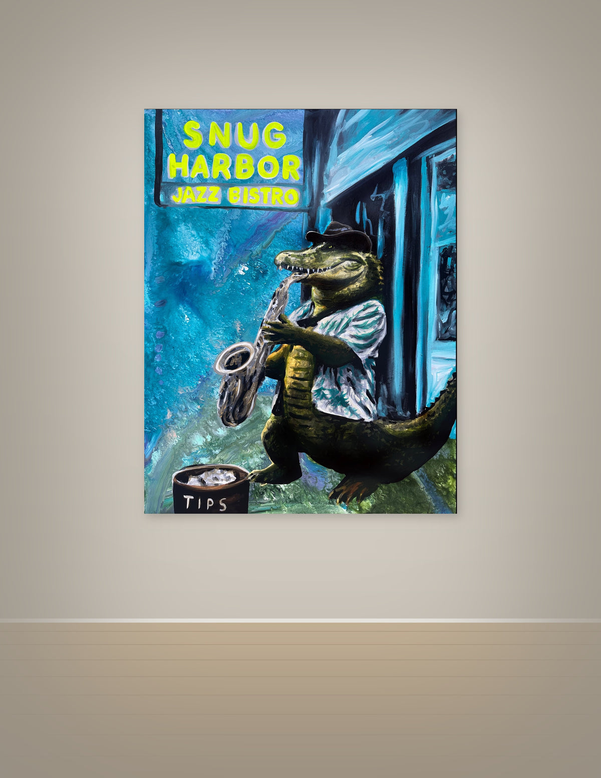 Alligator Playing Saxophone at Snug Harbor Print