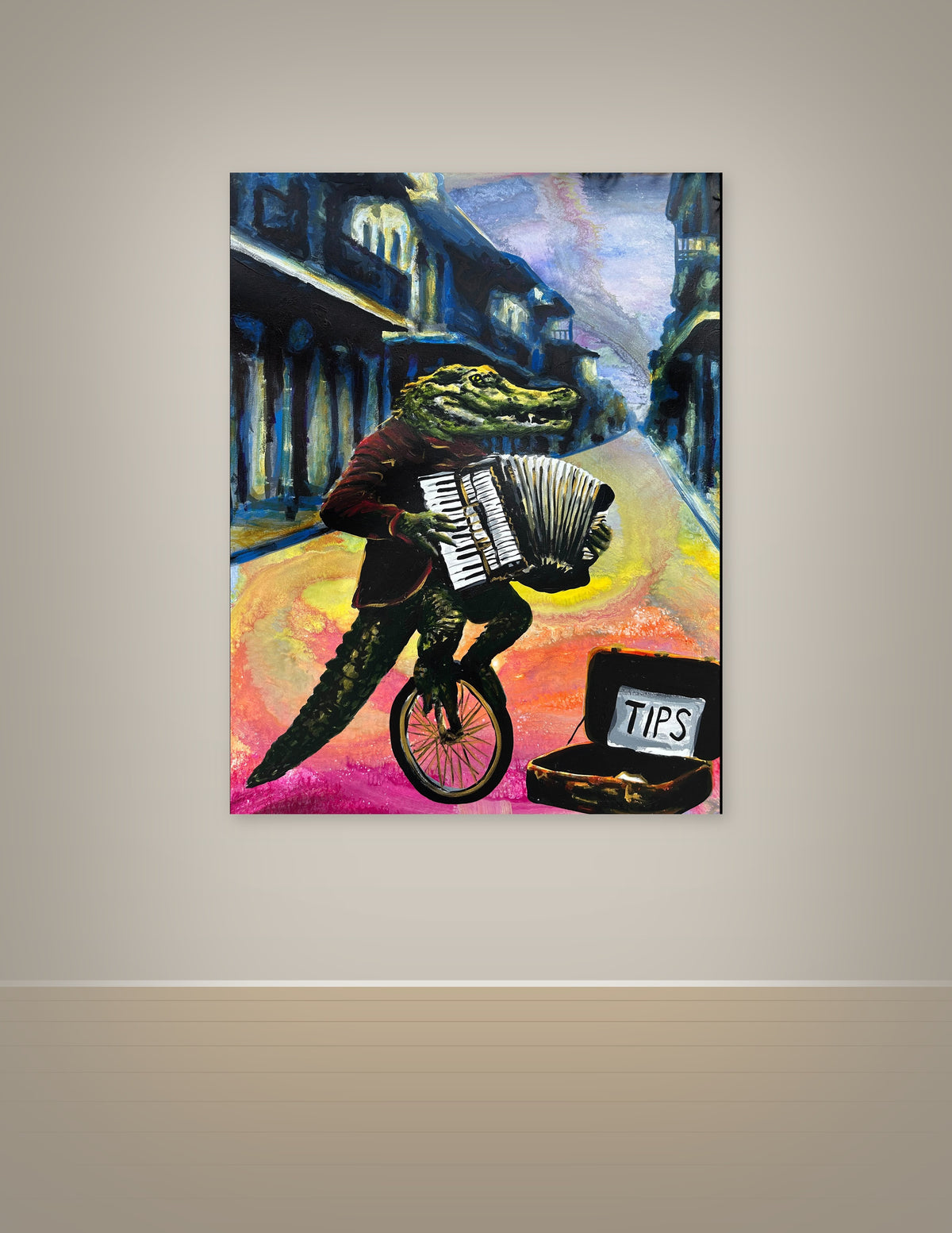 Alligator Riding a Unicycle and Playing Accordion Print