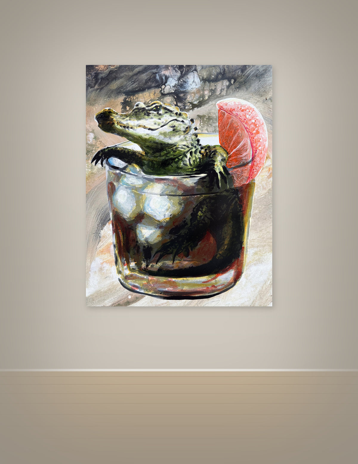 Alligator in a Whiskey Print