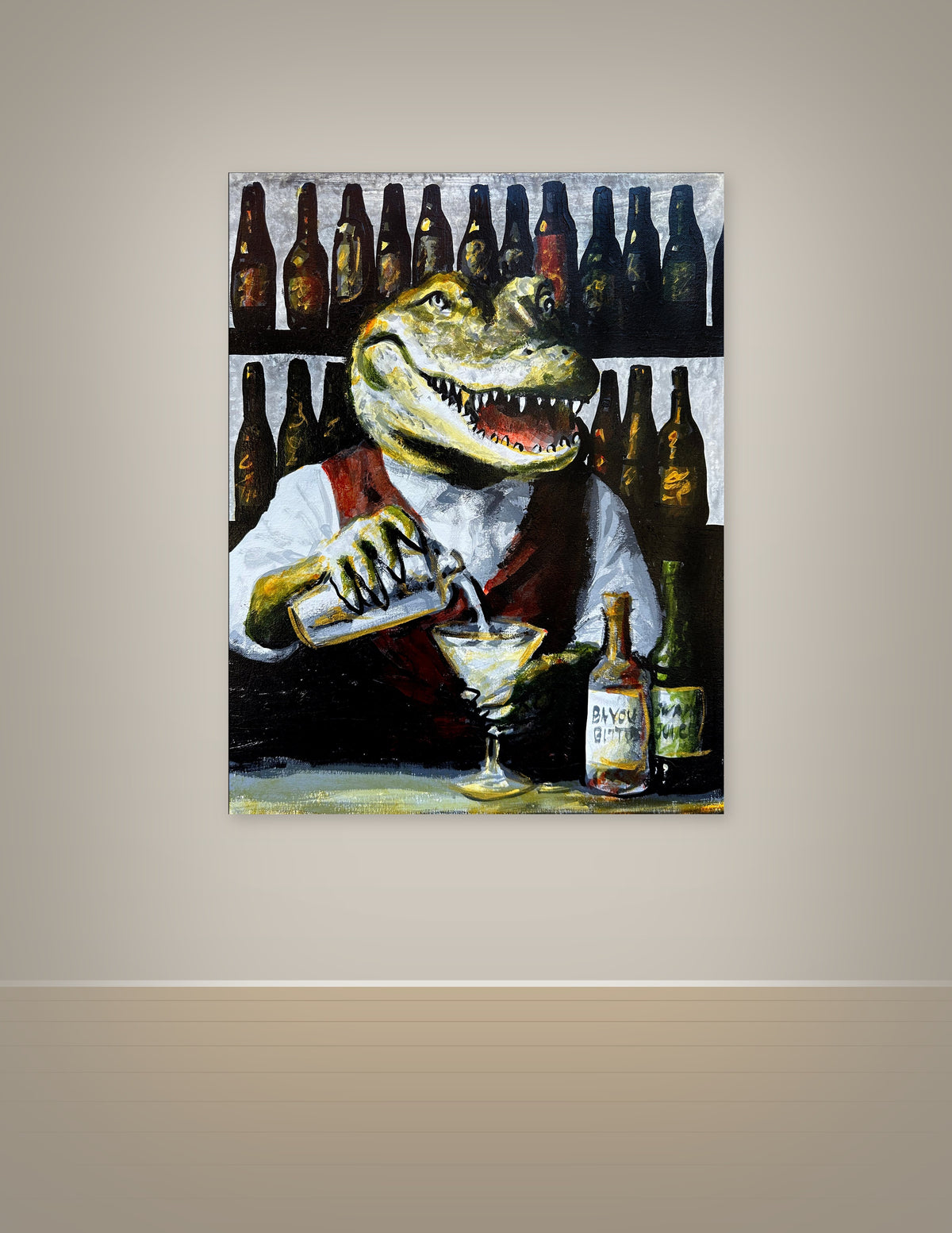 Alligator Bartender Mixing a Martini Print