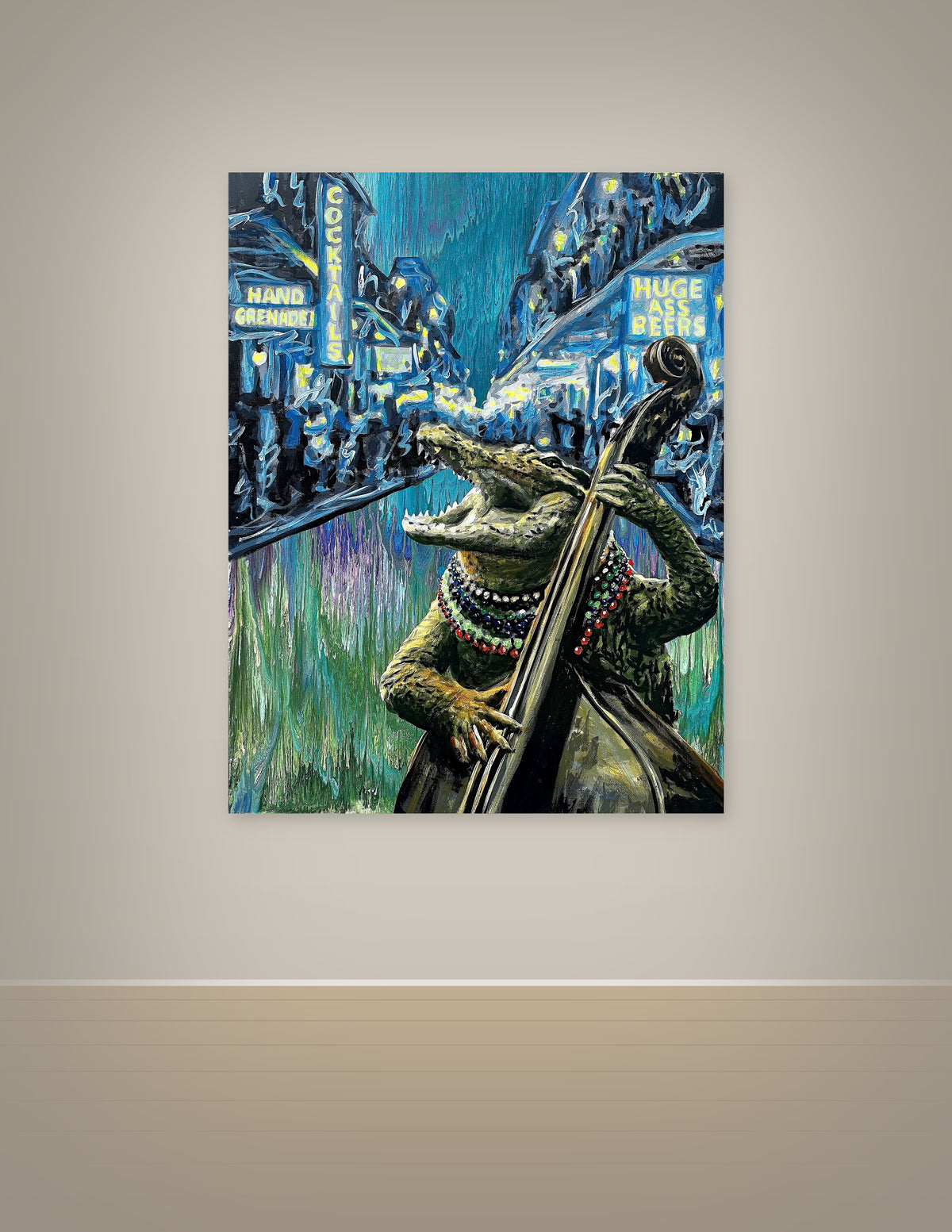 Alligator Playing Upright Bass Print