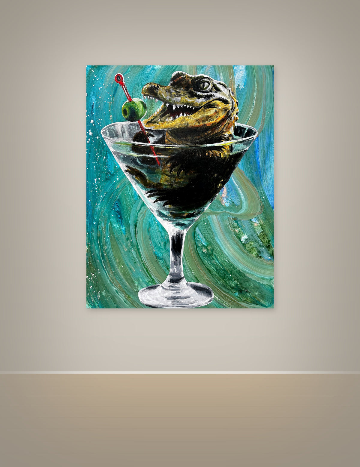 Alligator in a Martini Print