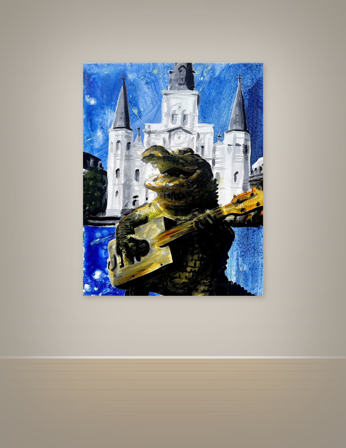 Alligator Playing Acoustic Guitar at Jackson Square Print