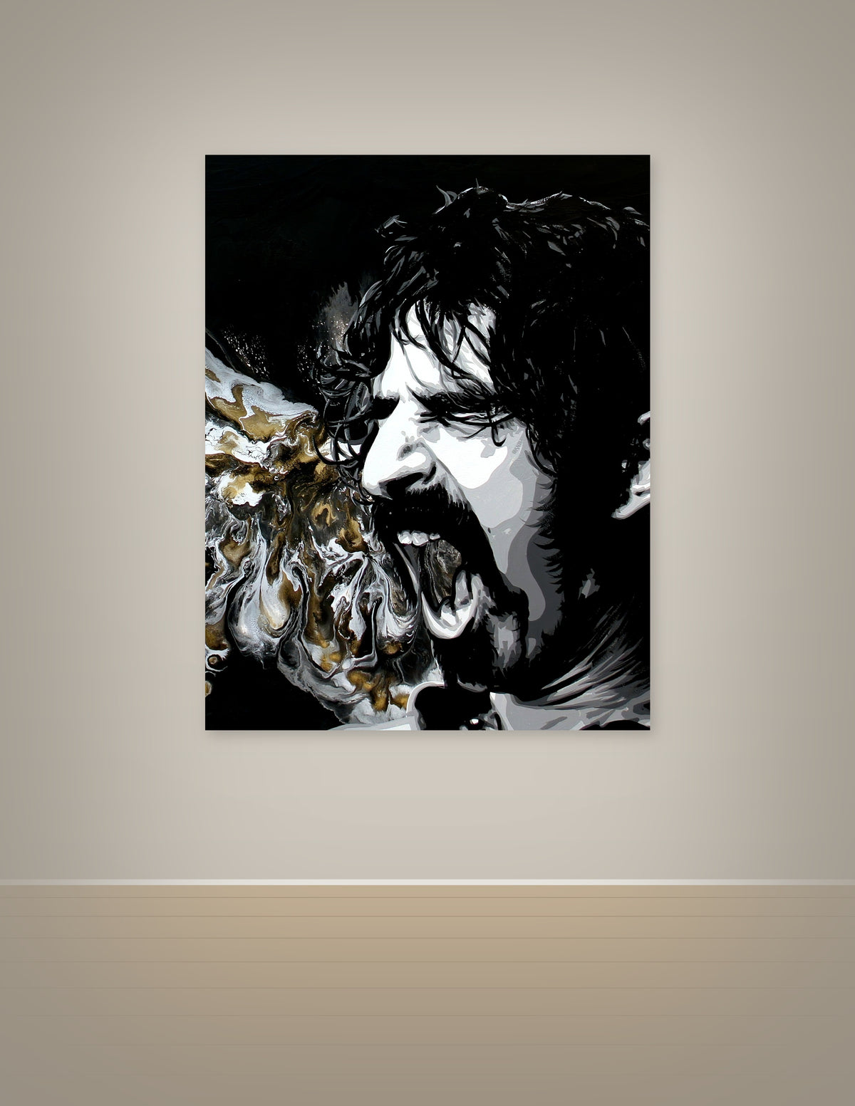 Frank Zappa Singing Gold Print