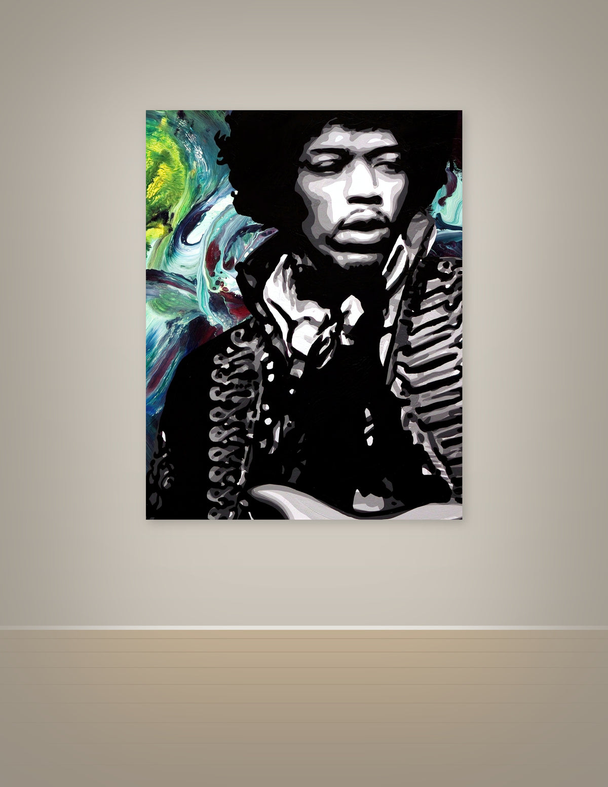 Jimi Hendrix Green Print