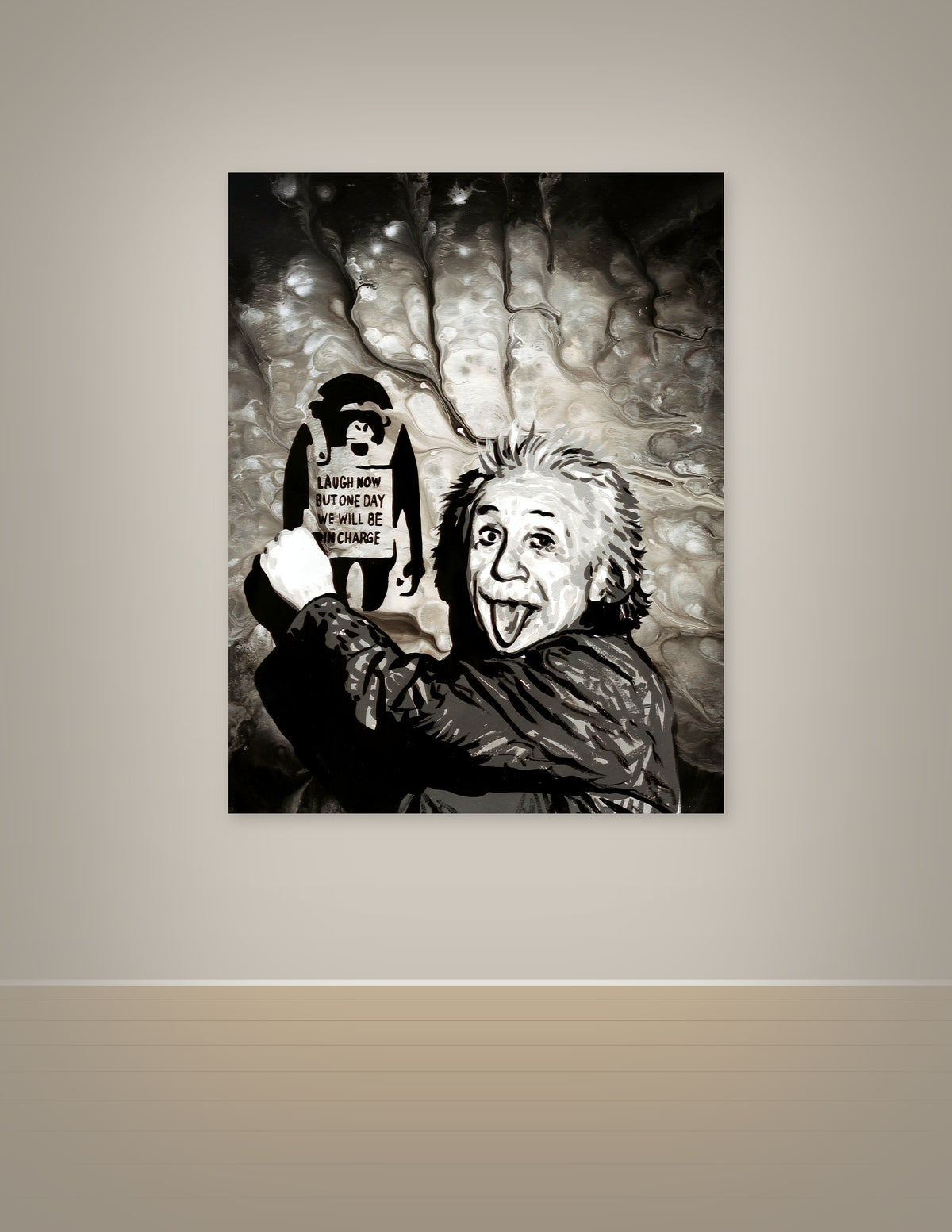 Einstein and Banksy Monkey Print
