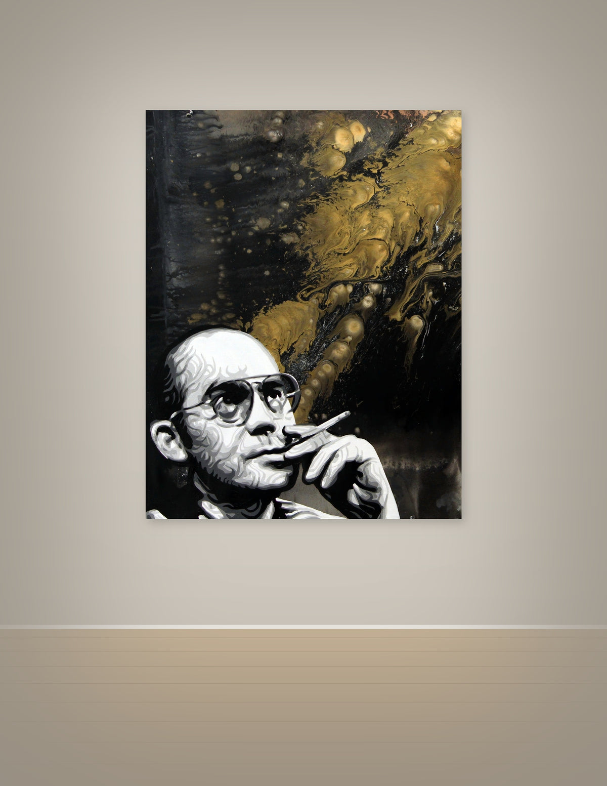 Hunter S Thompson Gold Portrait Print