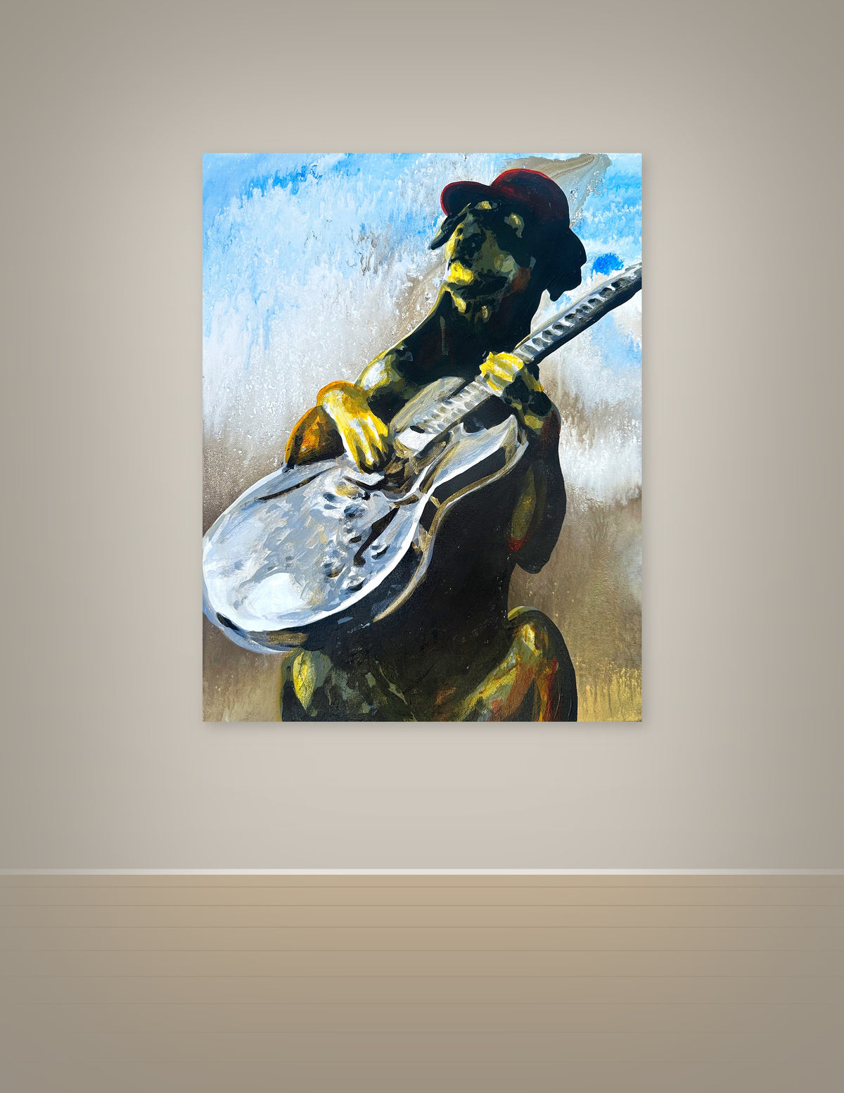 Doberman Pinscher Playing Guitar Print