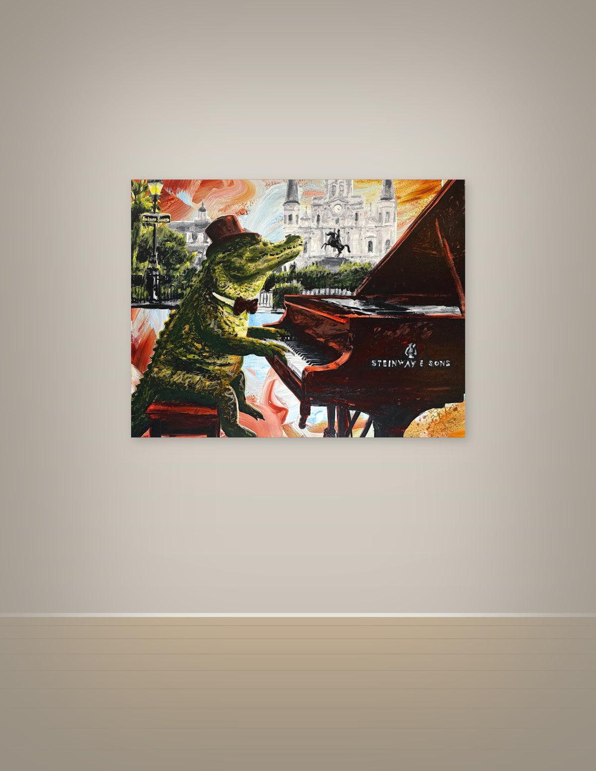 Alligator Playing Piano at Jackson Square Print