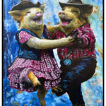 Pigs Dancing Western Style Print