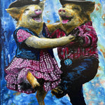 Pigs Dancing Western Style Print
