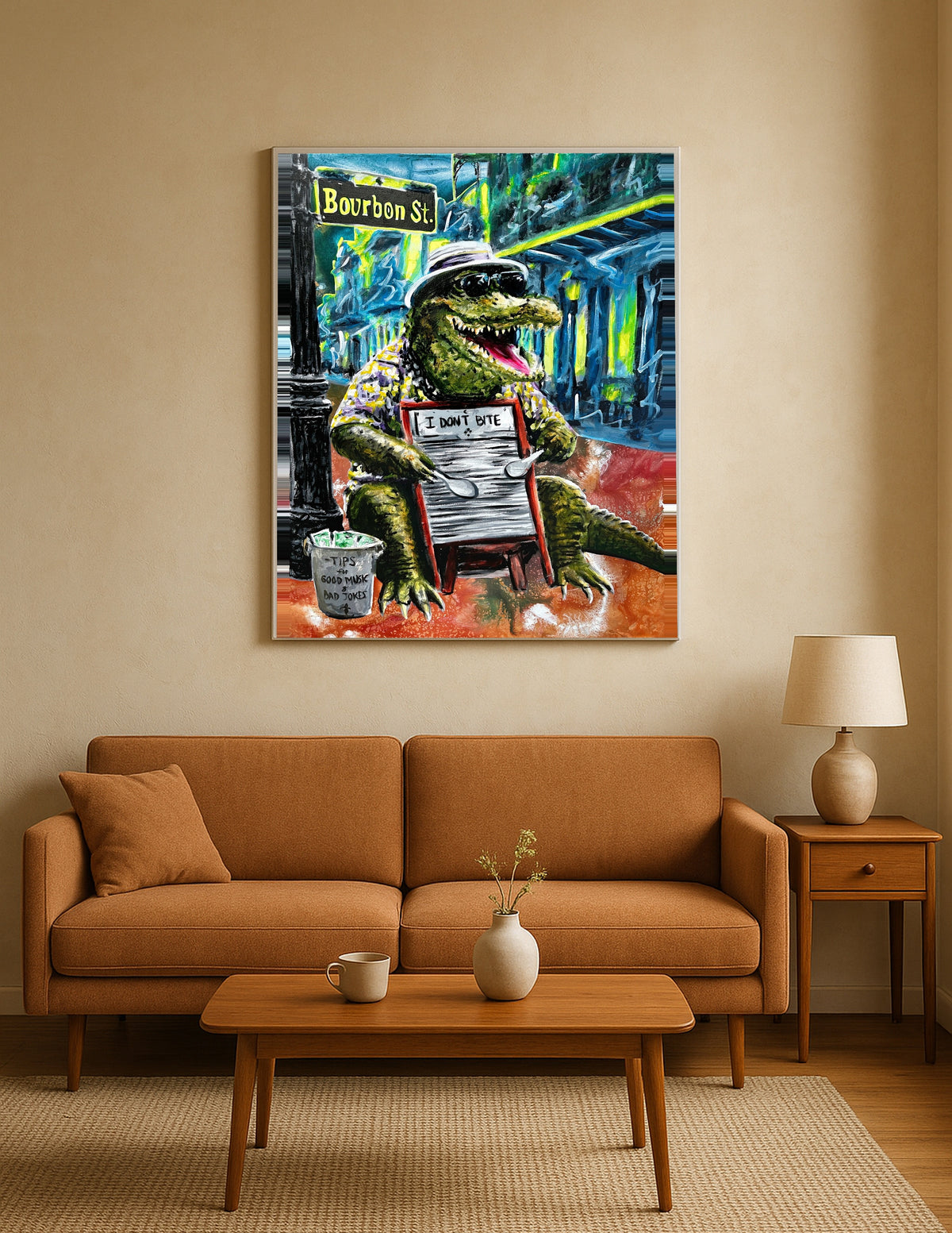 Alligator Playing Washboard Print