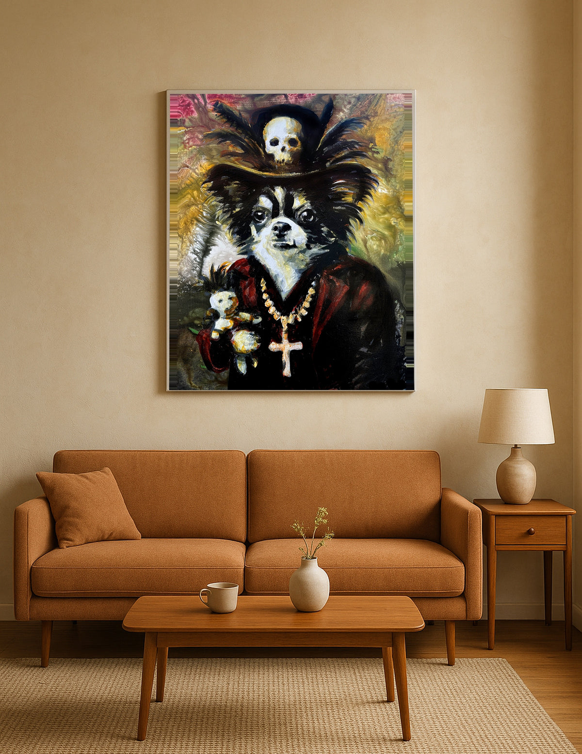 Papillon with Voodoo Theme Print