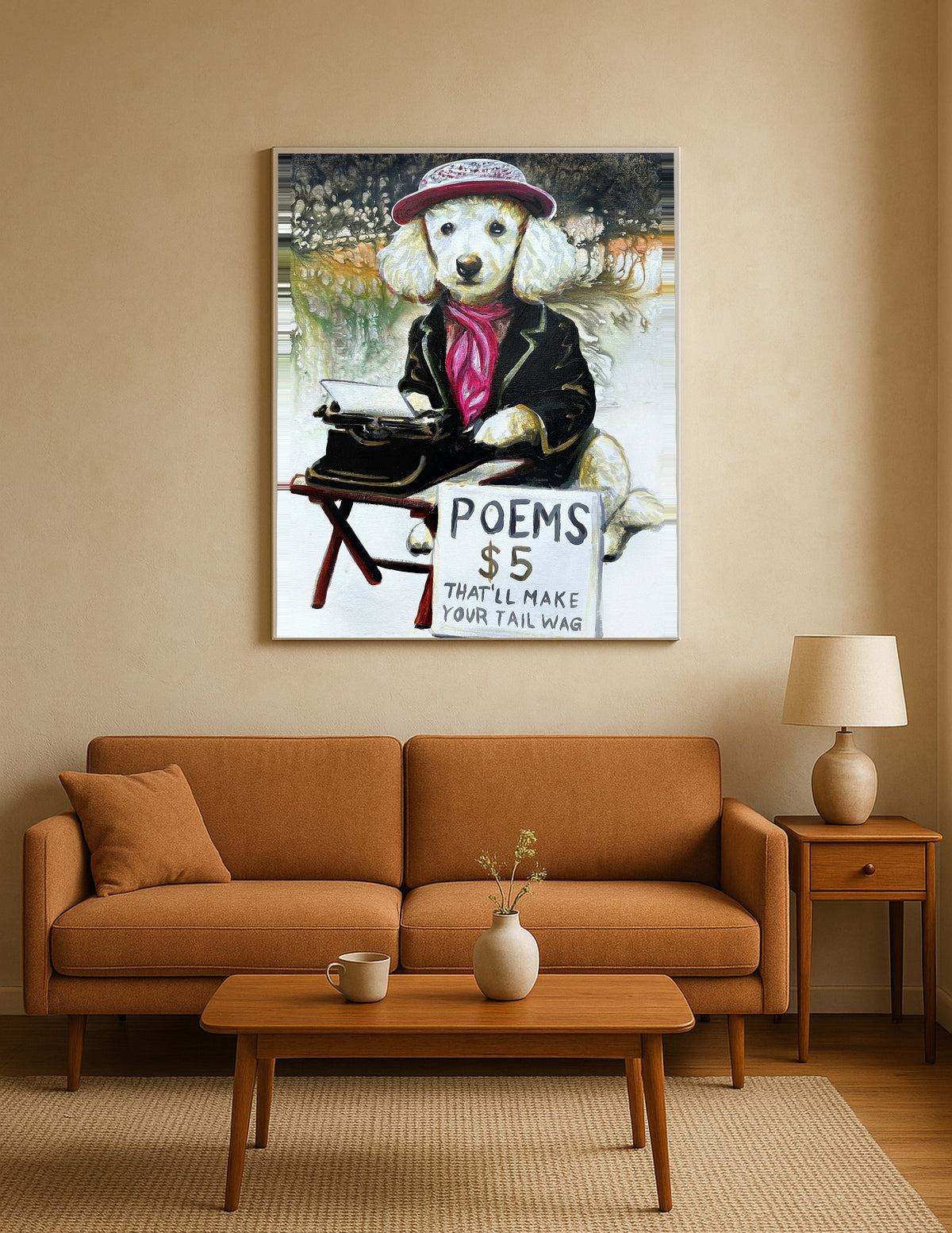 Poodle Writing Poems Print