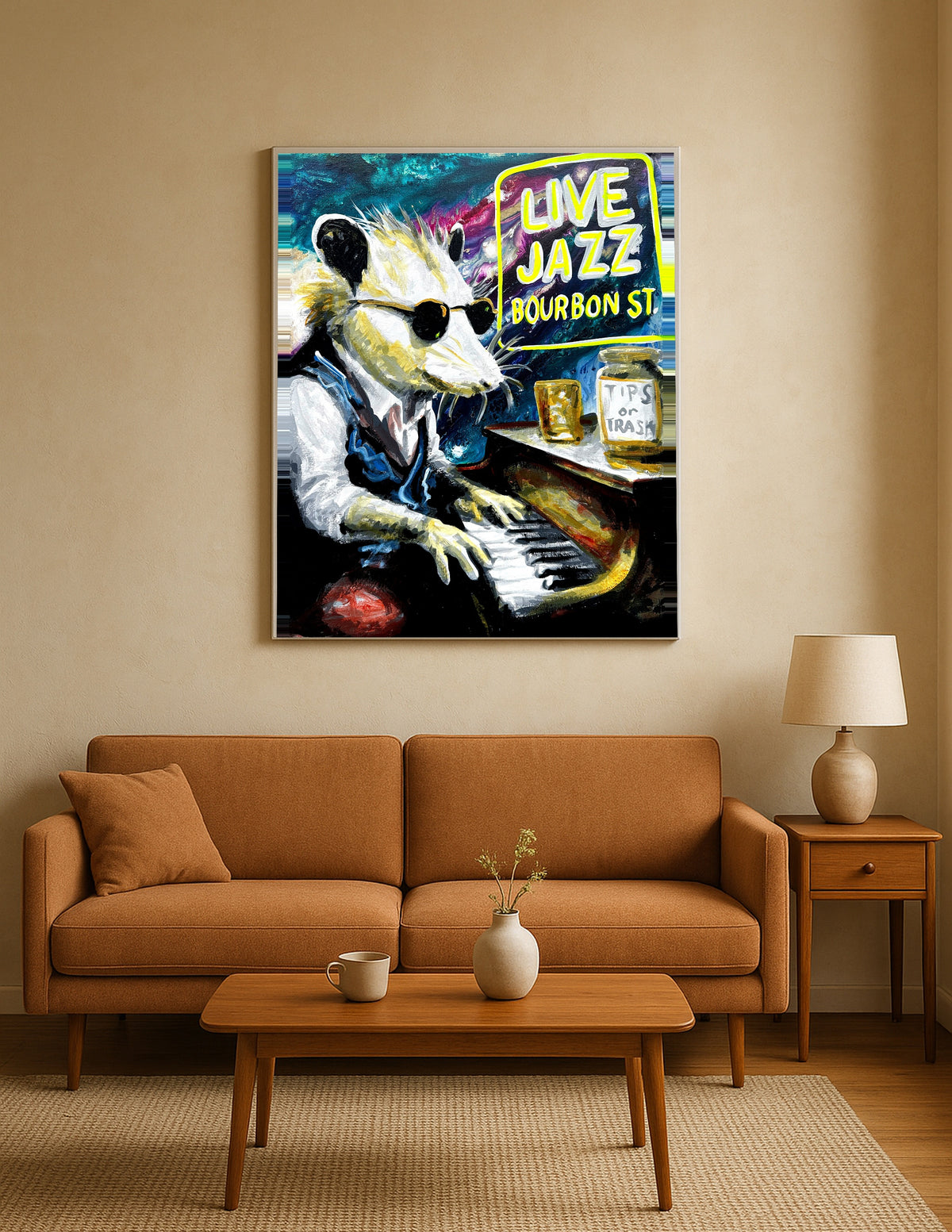 Opossum Playing Live Jazz Piano Print