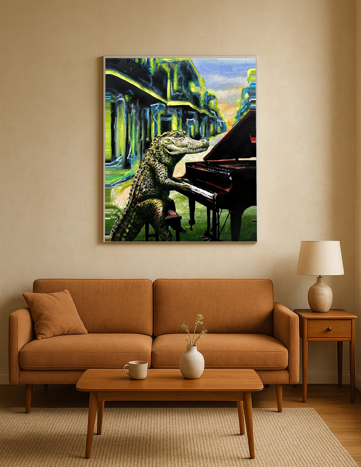 Alligator Playing Piano Print