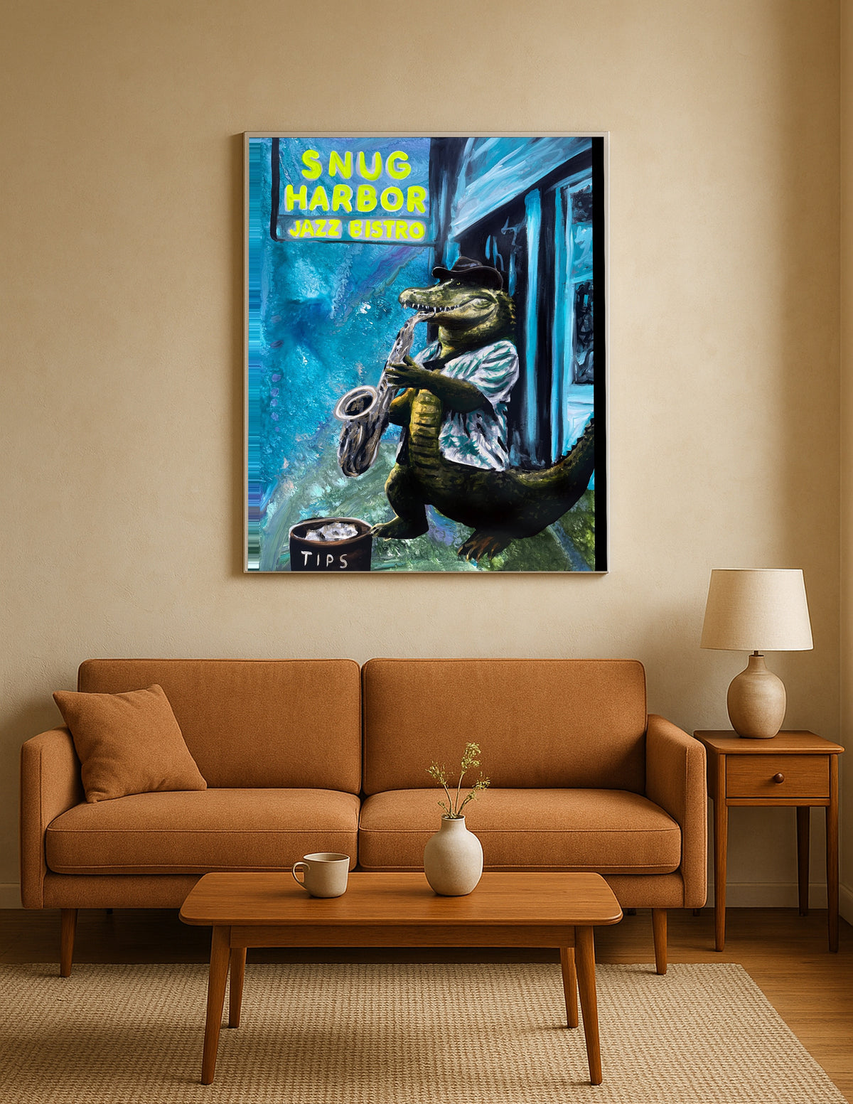Alligator Playing Saxophone at Snug Harbor Print