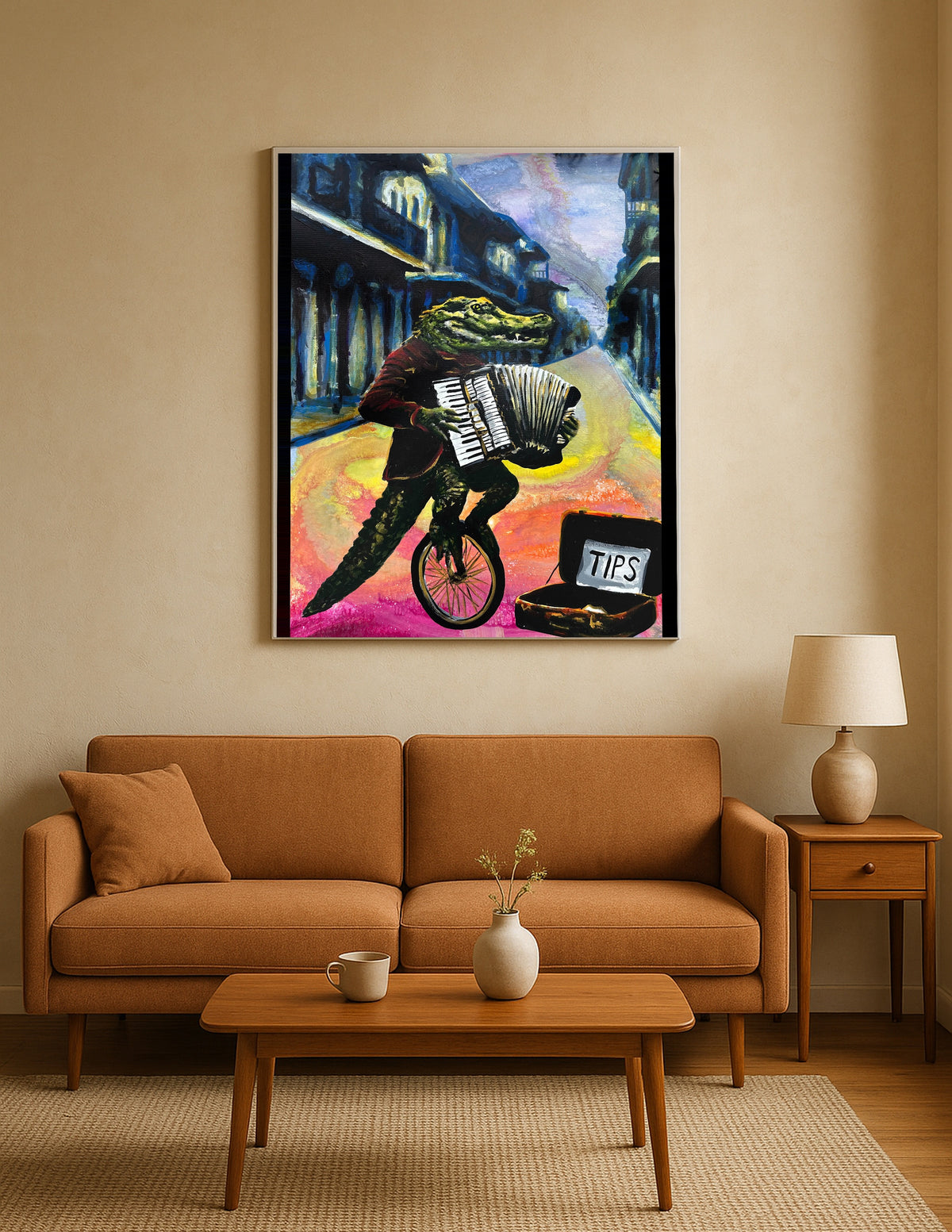 Alligator Riding a Unicycle and Playing Accordion Print