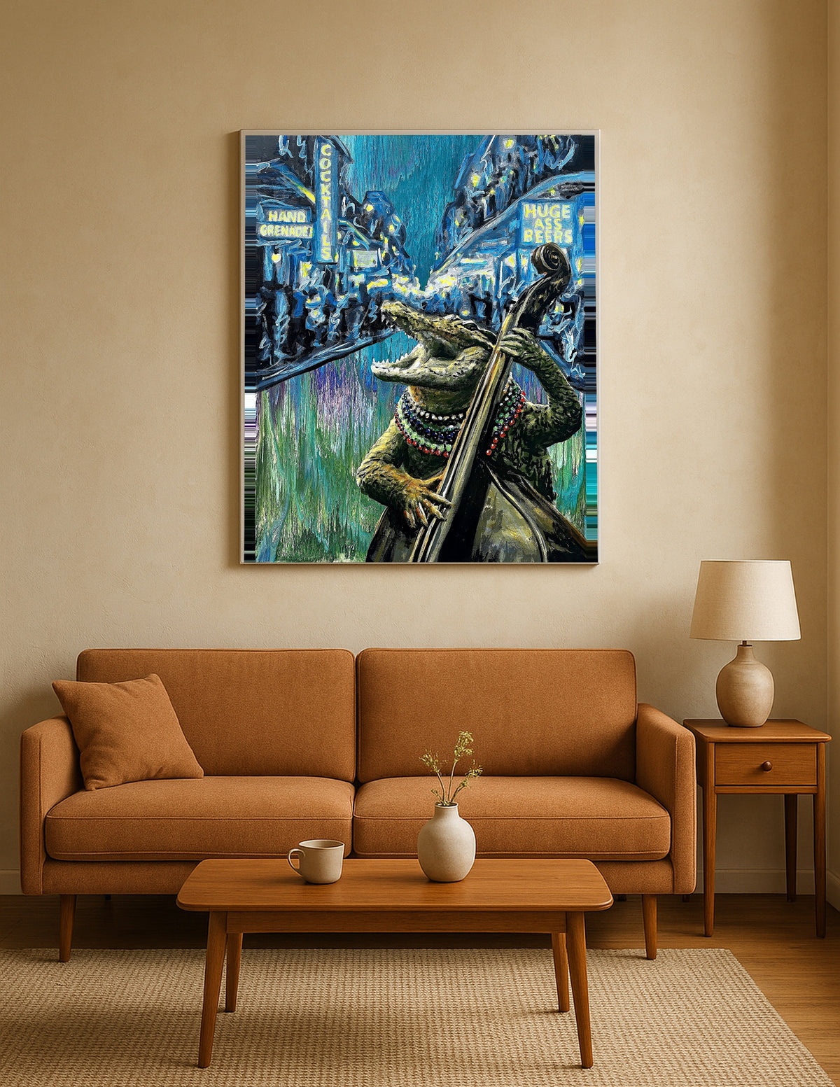Alligator Playing Upright Bass Print