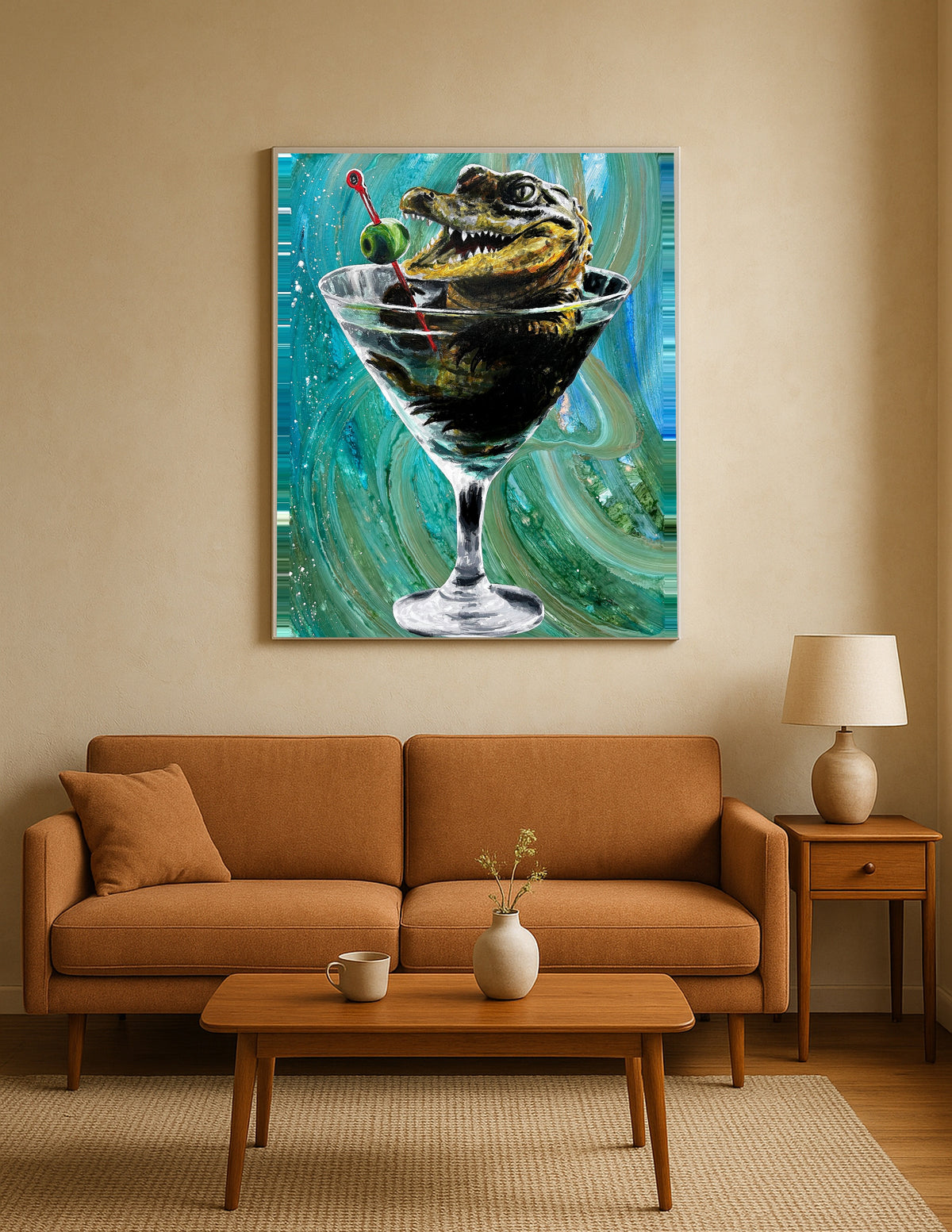 Alligator in a Martini Print