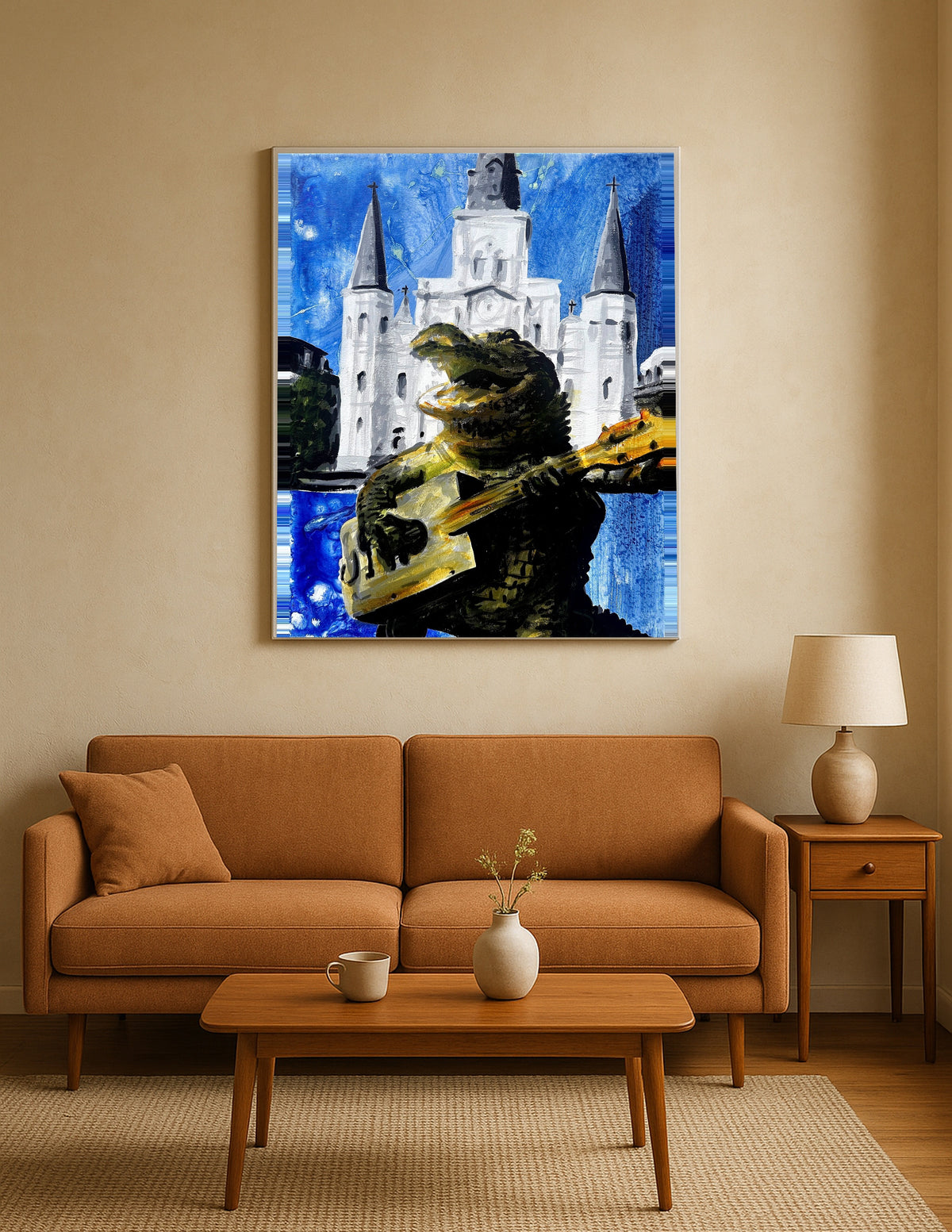 Alligator Playing Acoustic Guitar at Jackson Square Print