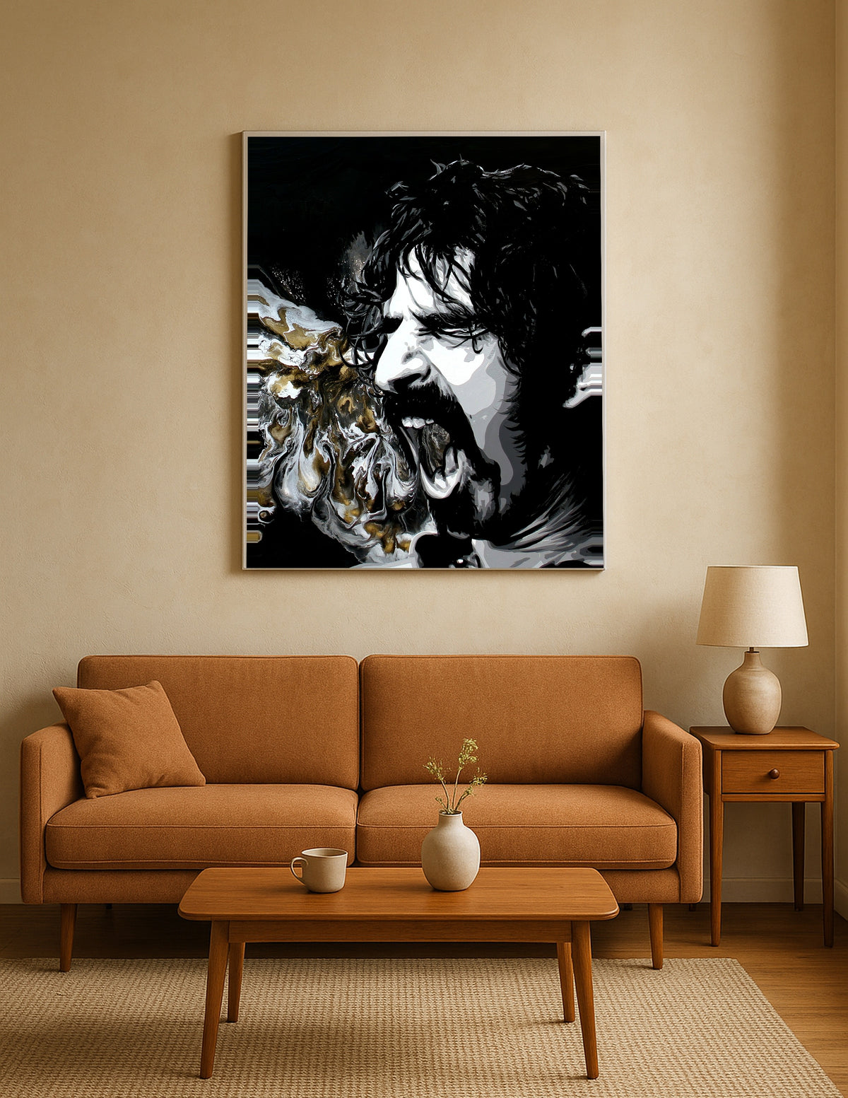 Frank Zappa Singing Gold Print