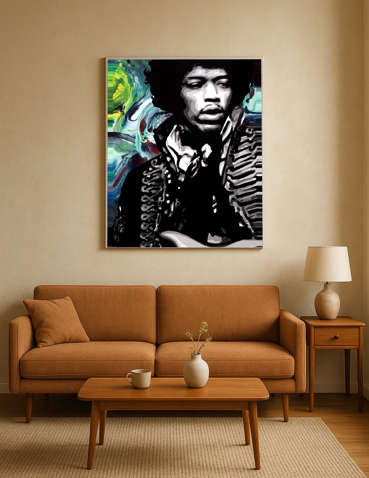 Jimi Hendrix Green Print