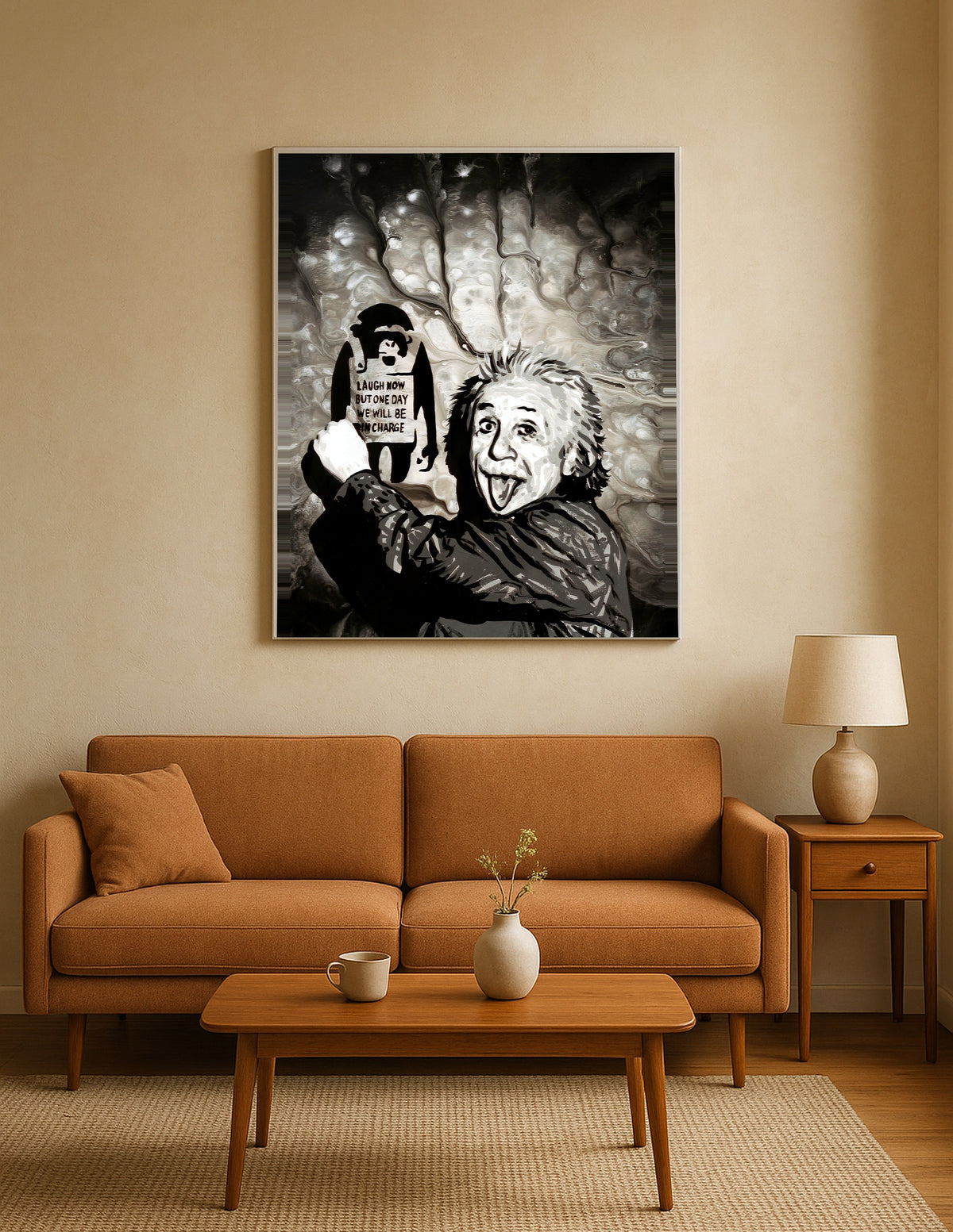 Einstein and Banksy Monkey Print