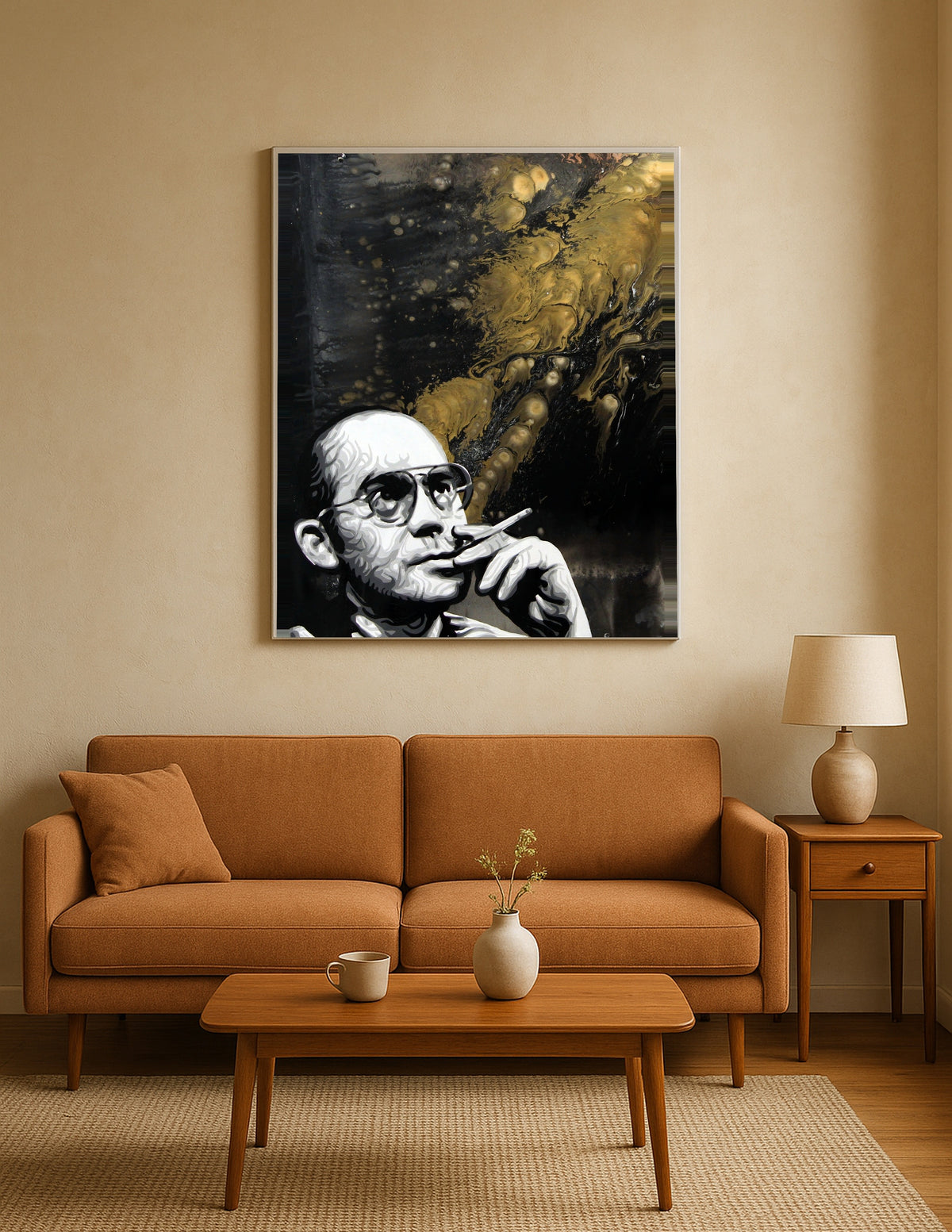 Hunter S Thompson Gold Portrait Print
