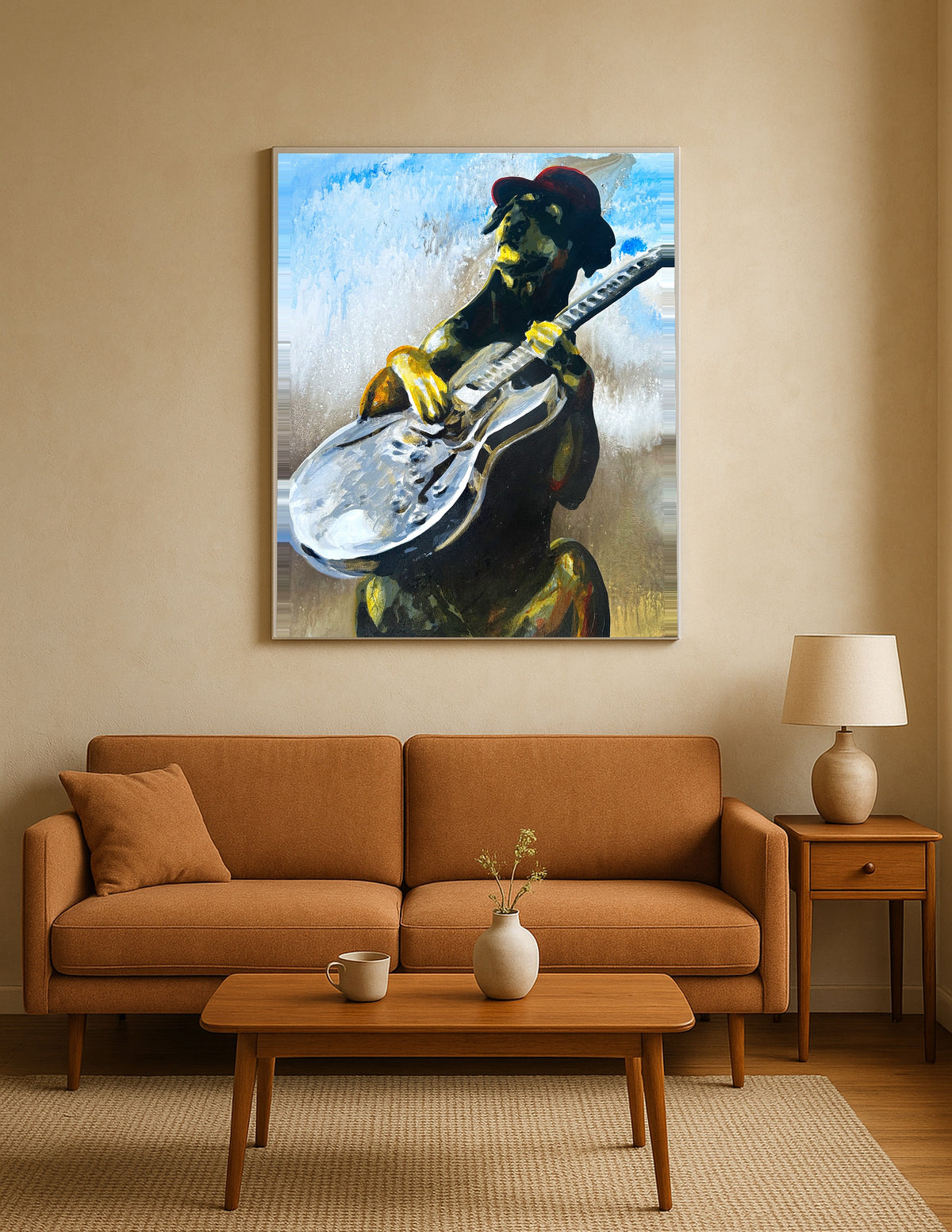 Doberman Pinscher Playing Guitar Print